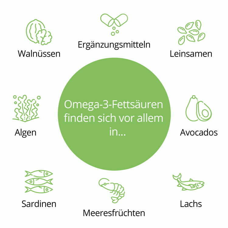 Worin stecken Omega-3-Fettsäuren? Infografik zu Nahrungsquellen für Omega-3