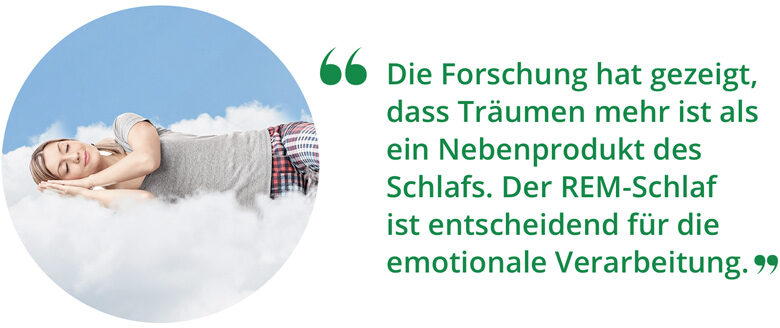 Frau schläft auf Wolken